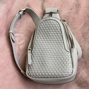 Anthropologie Woven Grey Crossbody Bag